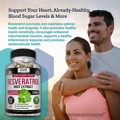 Resveratrol Capsules - Antioxidant Supplement to Support Circulatory Health and Overall Wellness - Non-GMO