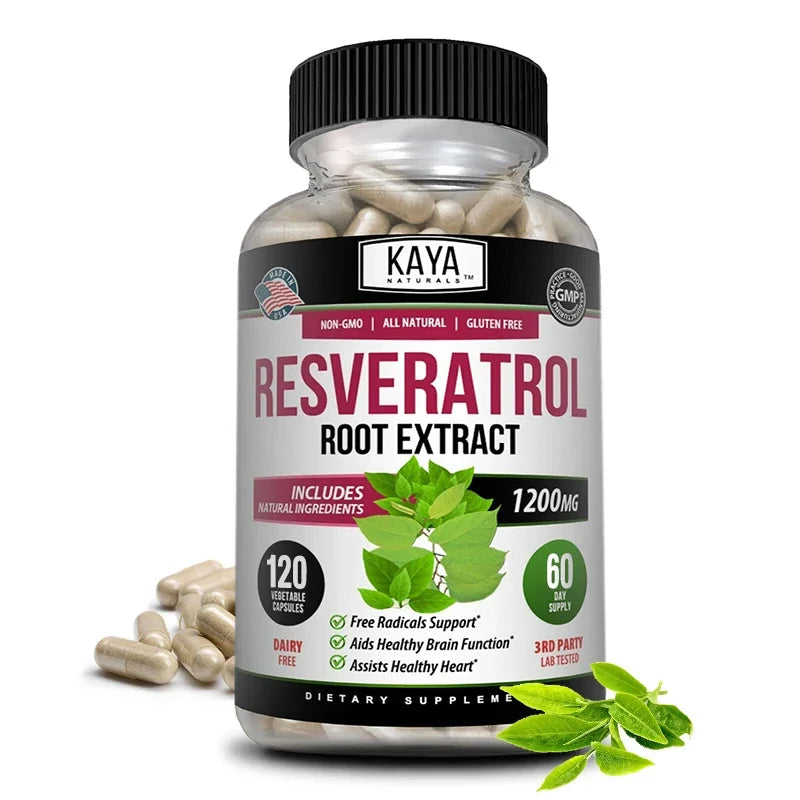 Resveratrol Capsules - Antioxidant Supplement to Support Circulatory Health and Overall Wellness - Non-GMO
