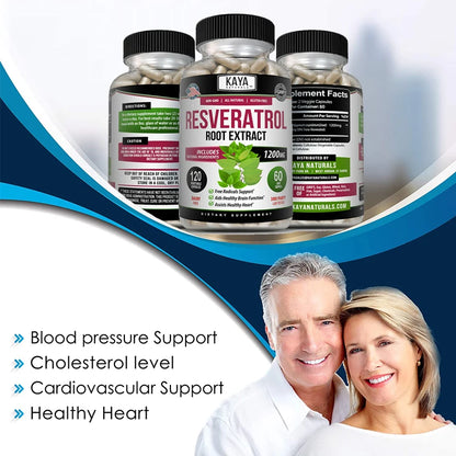 Resveratrol Capsules - Antioxidant Supplement to Support Circulatory Health and Overall Wellness - Non-GMO