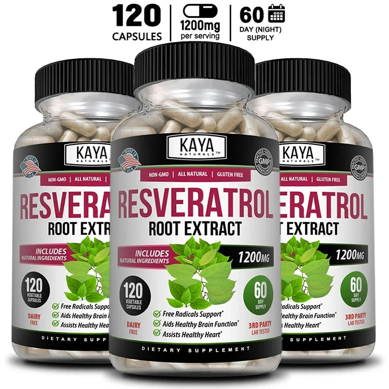 Resveratrol Capsules - Antioxidant Supplement to Support Circulatory Health and Overall Wellness - Non-GMO