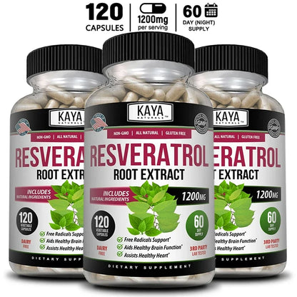 Resveratrol Capsules - Antioxidant Supplement to Support Circulatory Health and Overall Wellness - Non-GMO