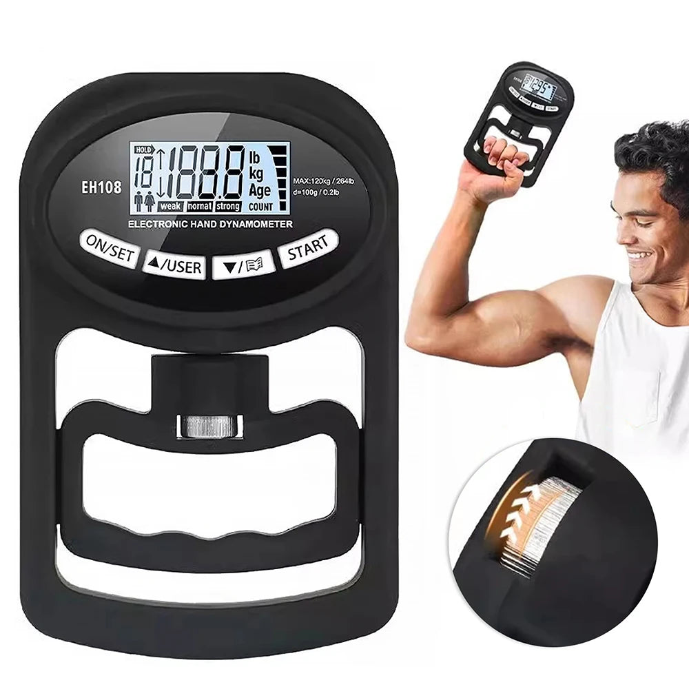 265Lbs/120Kg Digital Hand Dynamometer Grip Grip Strength Tester with LCD Screen for Forearm Training Finger Power Weightlifting