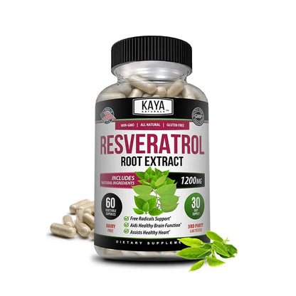 Resveratrol Capsules - Antioxidant Supplement to Support Circulatory Health and Overall Wellness - Non-GMO