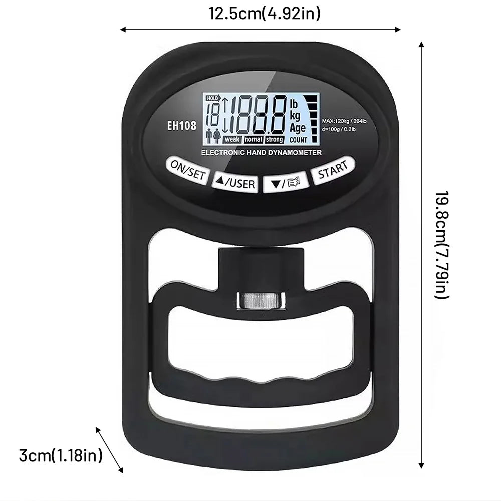 265Lbs/120Kg Digital Hand Dynamometer Grip Grip Strength Tester with LCD Screen for Forearm Training Finger Power Weightlifting